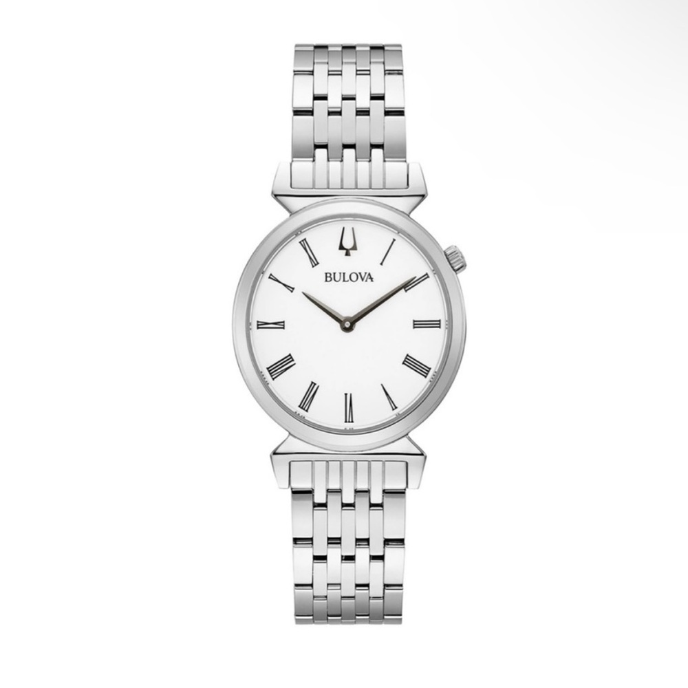 New Gorgeous Bulova Regatta 96L275 Silver Women's Bracelet Watch w/ White Dial